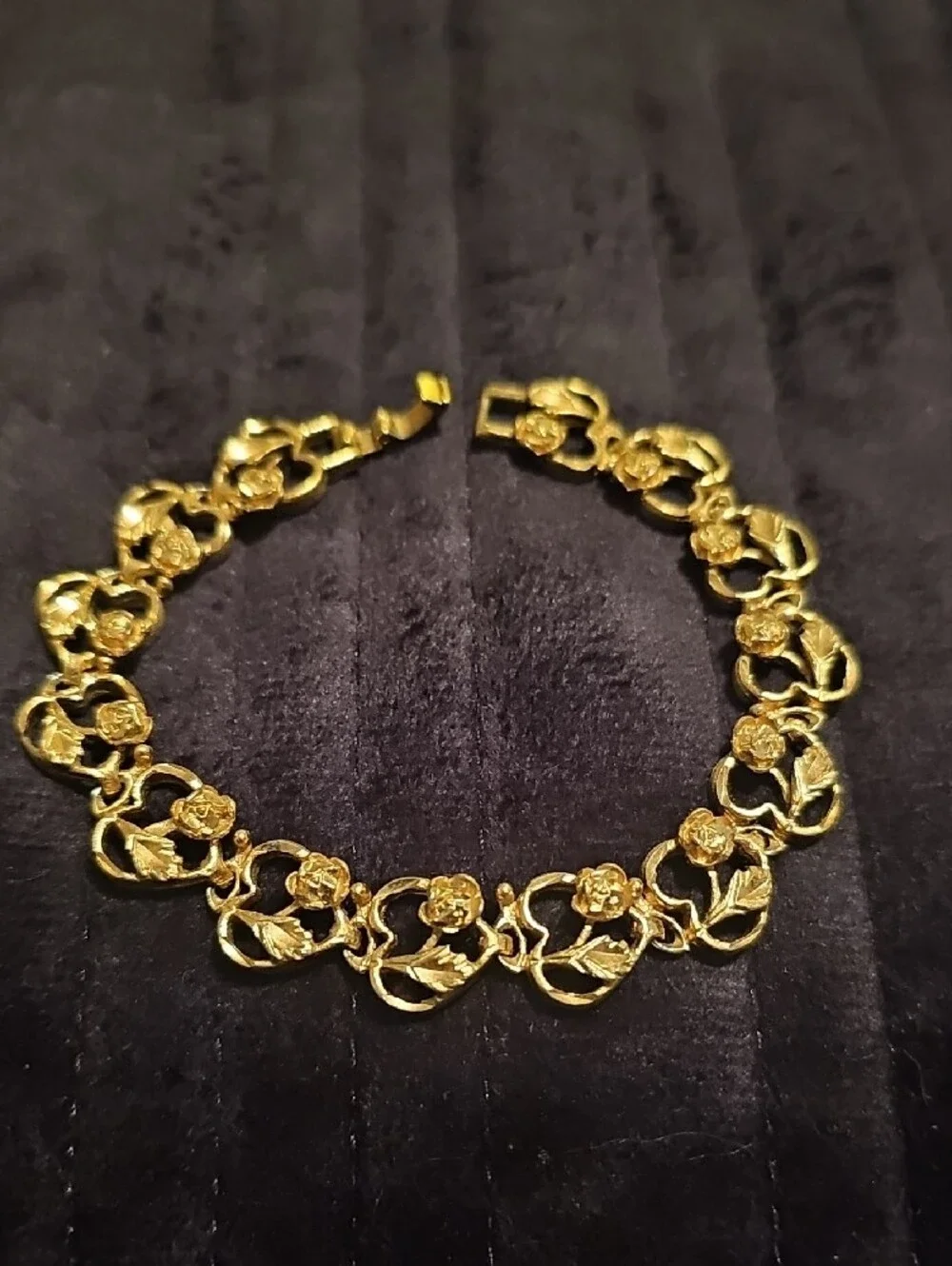 Gold Plated Floral Link Bracelet - Women Jewelry